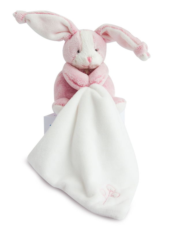  les toudoux mouchoir lapin rose blanc 